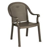 Grosfillex US720037 Sumatra Bronze Mist Classic Stacking Resin Armchair - Pack of 4