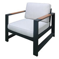 Outdoor Interiors Siena Black Aluminum Arm Chair with Ivory Olefin Cushions - 2/Case
