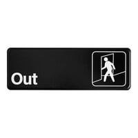Lavex 9" x 3" Black and White Plastic "Out" Sign - 6/Case