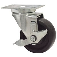 Advance Tabco RA-35 4" Swivel Plate Caster with Brake and Built-In Zerk Grease Fitting