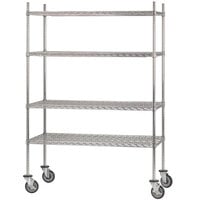 Advance Tabco MC-2436P Chrome Plated Mobile Wire Shelving Unit with Poly Swivel Casters - 24 inch x 36 inch