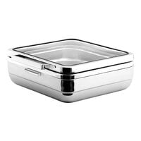 Smart Buffet Ware T-Collection by Front of the House 5.75 Qt. Stainless Steel Square Induction Chafer with Food Pan BCH018MSS18