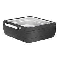 Smart Buffet Ware T-Collection by Front of the House 5.75 Qt. Matte Black Stainless Steel Square Induction Chafer with Food Pan BCH018BKS18