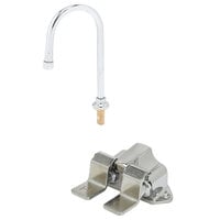 T&S B-2469 Deck-Mounted Faucet with 5 13/16 inch Rigid Gooseneck Spout, 2.2 GPM Rosespray Outlet, and Floor Pedals