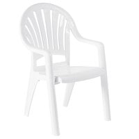 Grosfillex 49092004 / US092004 Pacific White Fanback Stacking Resin Armchair