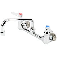 T&S B-2414-CR-SC Wall Mount Mixing Faucet with 8 inch Adjustable Centers, 8 inch Swing Nozzle, Spring Checks, and Cerama Cartridges