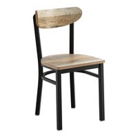 Lancaster Table & Seating Boomerang Black Finish Chair with Driftwood Seat and Back - Unassembled