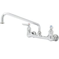 T&S B-2414 Wall Mount Mixing Faucet with 8 inch Adjustable Centers, 8 inch Swing Nozzle, and Eterna Cartridges