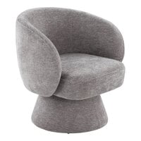 LumiSource Fran Gray Fabric Swivel Accent Arm Chair with Pedestal Base