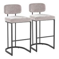 LumiSource Demi Black Metal Mid-Back Barstool with Light Gray Fabric Back and Seat - 2/Case