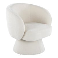 LumiSource Fran Cream Fabric Swivel Accent Arm Chair with Pedestal Base
