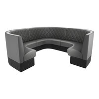 QA Group Cascade 144" Long Graphite Diamond Tufted 3/4 Circle Booth - 42" High