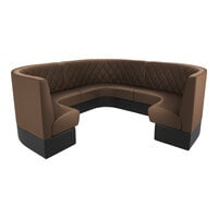 QA Group Cascade 144" Long Cafe Diamond Tufted 3/4 Circle Booth - 42" High