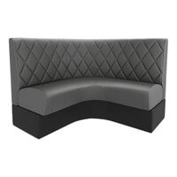 QA Group Cascade 48" Long Graphite Diamond Tufted 1/4 Circle Corner Booth - 42" High