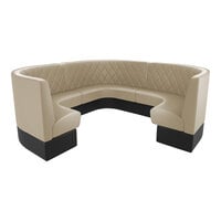 QA Group Cascade 144" Long Fawn Diamond Tufted 3/4 Circle Booth - 42" High