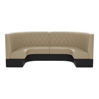 QA Group Cascade 96" Long Fawn Diamond Tufted 1/2 Circle Booth - 36" High