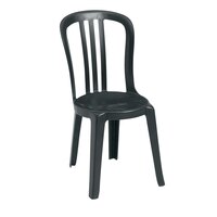 Grosfillex US495502 / US495002 Miami Bistro Charcoal Outdoor Stacking Resin Sidechair - Pack of 4