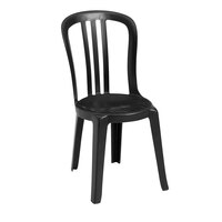 Grosfillex US495517 / US495017 Miami Bistro Black Outdoor Stacking Resin Sidechair - Pack of 4