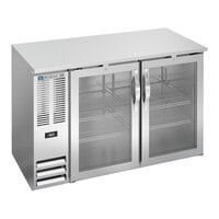 Beverage-Air BBN48HC-G-S-ALT 48" Stainless Steel Underbar Glass Door Shallow Depth Back Bar Refrigerator
