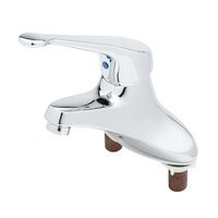 T&S B-2710-LH Deck Mount Centerset Single Lever Faucet with 4 inch Centers, Long Handle, Temperature Limit Adjustment, Cerama Cartridges, and Pop Up Drain Assembly