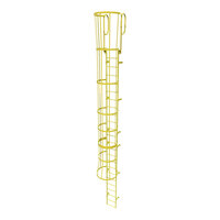 Tri-Arc 24-Rung Yellow Steel Fixed Ladder with Safety Cage and Walk-Thru Guardrails WLFC1224-Y - 350 lb. Capacity