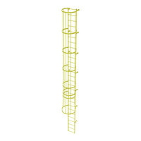 Tri-Arc 28-Rung Yellow Steel Fixed Ladder with Safety Cage WLFC1128-Y - 350 lb. Capacity