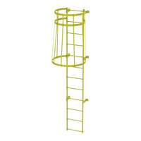 Tri-Arc 12-Rung Yellow Steel Fixed Ladder with Safety Cage WLFC1112-Y - 350 lb. Capacity