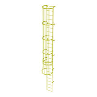 Tri-Arc 24-Rung Yellow Steel Fixed Ladder with Safety Cage WLFC1124-Y - 350 lb. Capacity