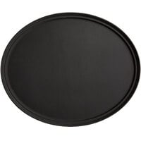 Choice 30" x 25" Black Oval Fiberglass Non-Skid Serving Tray - 6/Case