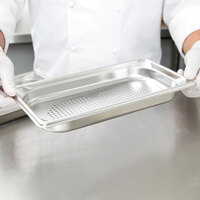 Vollrath 90313 Super Pan 3® 1/3 Size 1 1/2 inch Deep Anti-Jam Perforated Stainless Steel Steam Table / Hotel Pan - 22 Gauge
