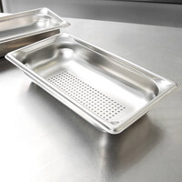 Vollrath 90323 Super Pan 3® 1/3 Size 2 1/2 inch Deep Anti-Jam Perforated Stainless Steel Steam Table / Hotel Pan - 22 Gauge