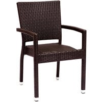 BFM Seating PH501CJV Monterey Outdoor / Indoor Stackable Java Synthetic Wicker Arm Chair