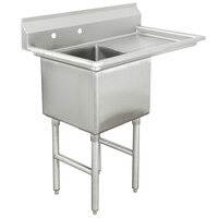 Advance Tabco FC-1-1818-24 One Compartment Stainless Steel Commercial Sink with One Drainboard - 45 inch - Right Drainboard