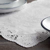 Hoffmaster 310711 10 inch x 14 inch White Normandy Lace Paper Placemat with Scalloped Edge - 1000/Case