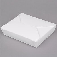 Fold-Pak 11BPWHITEM Bio-Pak 7 5/8" x 6" x 1 1/2" White Microwavable Paper #11 Take-Out Containers - 50/Pack