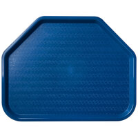 Carlisle CT1713TR14 Cafe 14 inch x 18 inch Blue Trapezoid Plastic Fast Food Tray - 12/Case