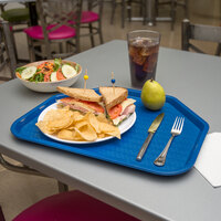 Carlisle CT1713TR14 Cafe 14 inch x 18 inch Blue Trapezoid Plastic Fast Food Tray - 12/Case