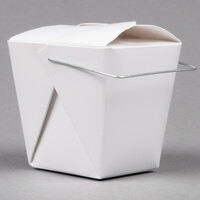 Fold-Pak 08WHWHITEM 8 oz. White Chinese / Asian Paper Take-Out Container with Wire Handle - 100/Pack