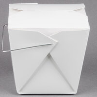 Fold-Pak 26WHWHITEM 26 oz. White Chinese / Asian Paper Take-Out Container with Wire Handle - 100/Pack