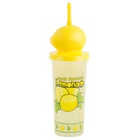 32 oz. Tall Plastic Lemonade Cold Cup with Straw and Lemon Top Lid - 100/Case