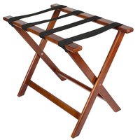 CSL 277LT-1 Wood Folding Flat Top Luggage Rack with Light Finish and Brown Straps