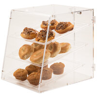 Carlisle SPD300KD07 18 inch x 14 inch x 17 1/2 inch Unassembled Three-Tray Acrylic Bakery Display Case with Back Door