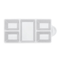 Elite Global Solutions JWT6C Ore 8 3/4" x 4 3/8" White Five-Compartment Tray - 6/Case