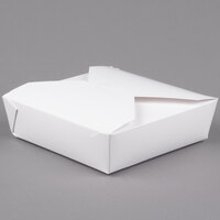 Fold-Pak 05BPWHITEM Bio-Pak 9" x 9" x 2 1/2" White Microwavable Paper #5 Take-Out Containers - 35/Pack