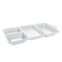Elite Global Solutions JWT4C Ore 8 3/4" x 4 3/8" White Four-Compartment Tray - 6/Case