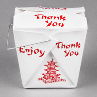 Fold-Pak 16WHPAGODM 16 oz. Pagoda Chinese / Asian Paper Take-Out Container with Wire Handle - 100/Pack
