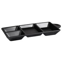 Elite Global Solutions JWT4C Ore 8 3/4" x 4 3/8" Black Four-Compartment Tray - 6/Case