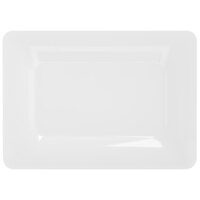 Carlisle 4441402 Palette Designer Displayware White 14 inch x 10 inch Melamine Wide Rim Rectangle Platter - 4/Case