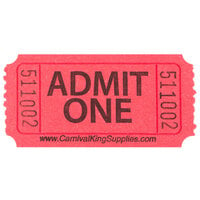 Carnival King Red 1-Part Customizable "Admit One" Tickets - 2000/Roll
