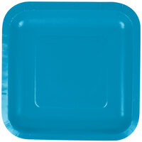 Creative Converting 453040 7" Turquoise Blue Square Paper Plate - 180/Case